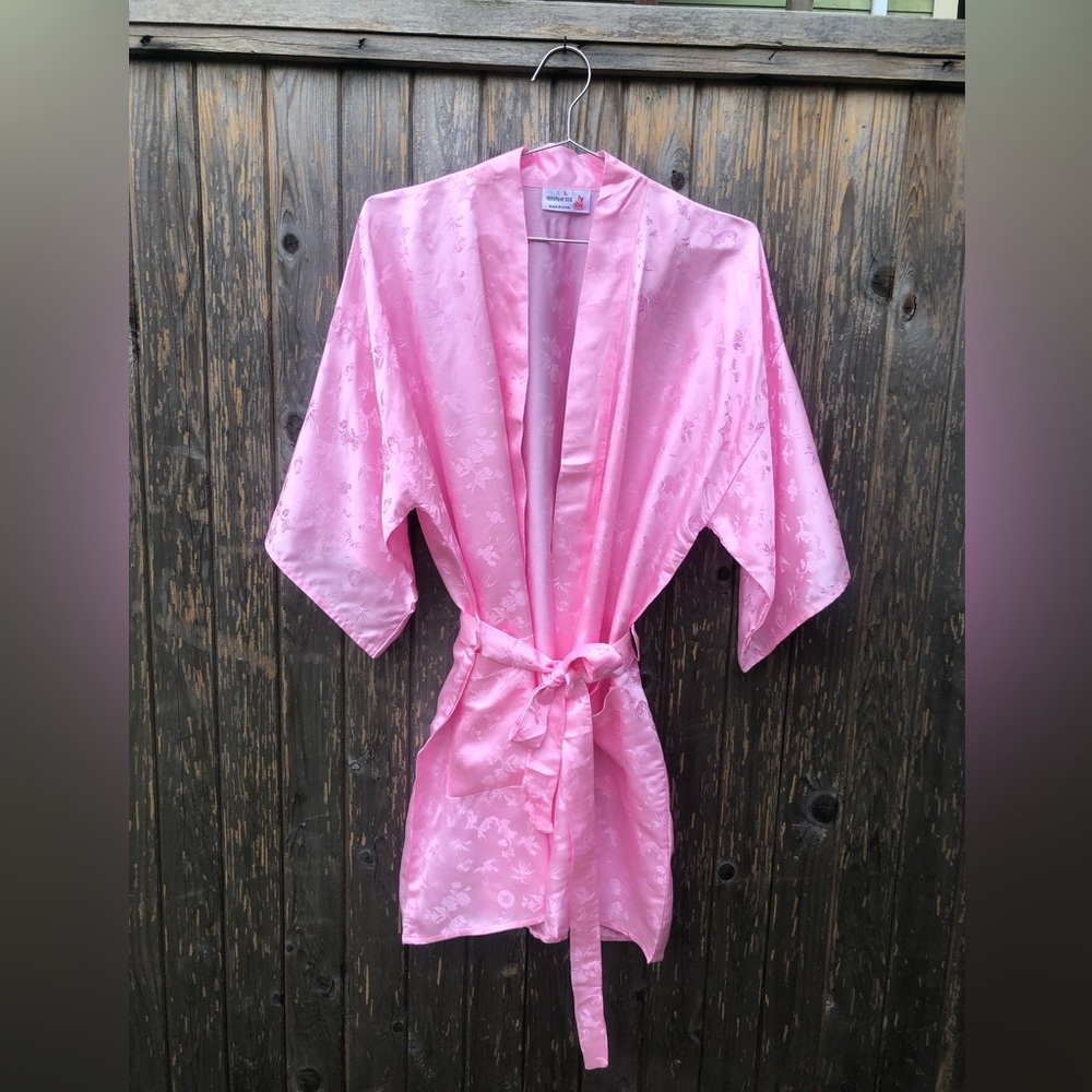 Pink silk robe